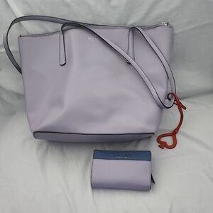 Kate Spade Lavender Tote Bag with Spade Charm And Wallet
